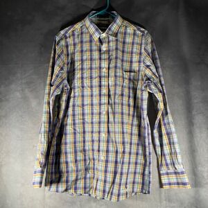 Nordstrom Plaid Wrinkle Free‎ Cotton Button Down Shirt Long Sleeve Regular Fit L